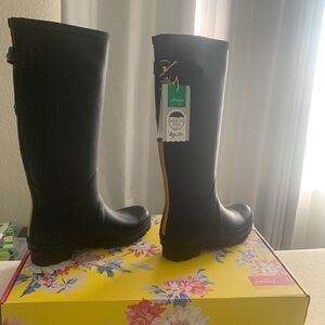 Tall black Joules rain boots